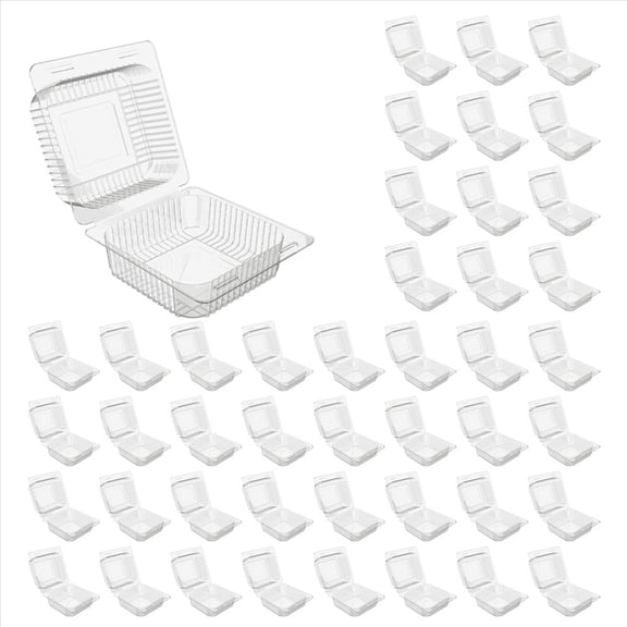 200 Count Clear Plastic Hinged Clamshell Takeout Tray Food Clamshell Containers for Dessert, Cakes, Cookies, Salads,200 x Food Clamshell Containers,Transparent