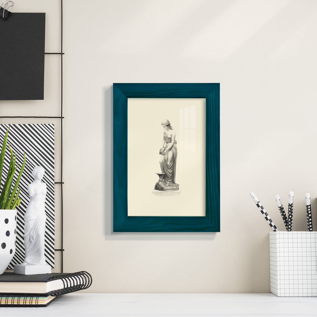 Classical Statuary II -Framed Print w/glass-Ocean Blue