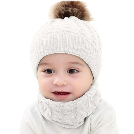 

2Pcs Toddler Baby Girls Boys Winter Warm Knitted Beanie Cap+Scarf Keep Warm Set