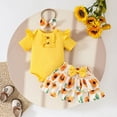 thumbnail image 4 of Baby Onesies Girl Baby Girl Clothes Newborn Cute Ruffle Short Sleeve Romper Floral Skirt Summer Outfits with Headband, 4 of 8