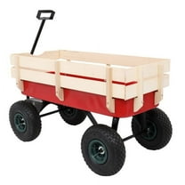 Winado Light and durable Garden Cart Garden Wagon Wood Wagon ALL Terrain Pulling Red