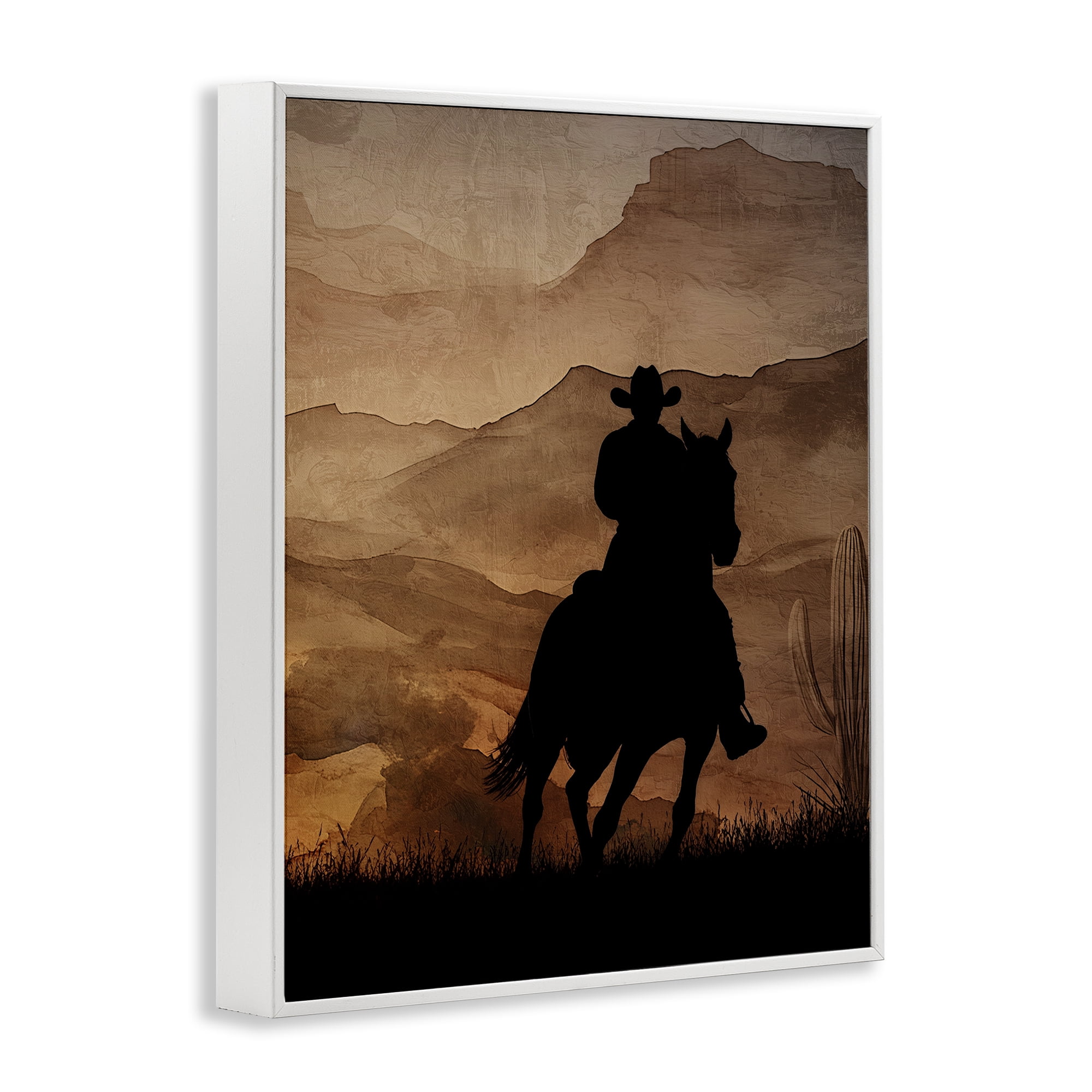 Stupell Industries Cowboy's Sunset Ride White Framed Giclee Art, design by Kim Allen