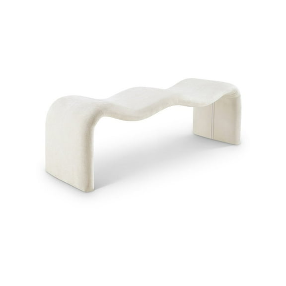 Meridian Furniture Willow Cream Chenille Fabric Bench