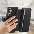 thumbnail image 2 of 2 in 1 Wallet Case for Samsung Galaxy S24, Detachable Magnetic Back Cover with Cards Slots Zipper Pocket Ring Holder RFID Blocking Shockproof Phone Case for Samsung Galaxy S24, Black, 2 of 10