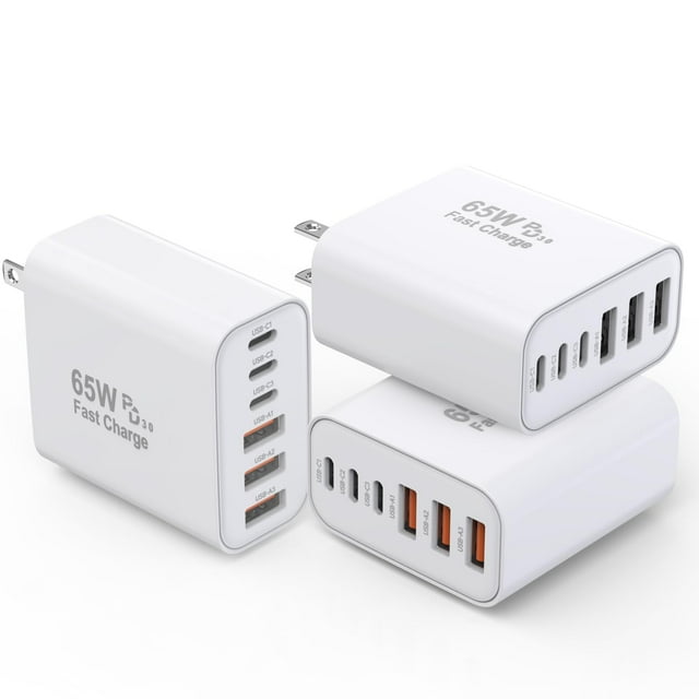 Cargador de pared Kruidvat de 65W con 6 puertos USB-C de carga rápida