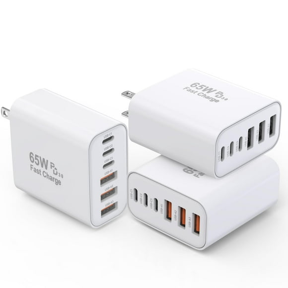Cargador de pared Kruidvat de 65W con 6 puertos USB-C de carga rápida