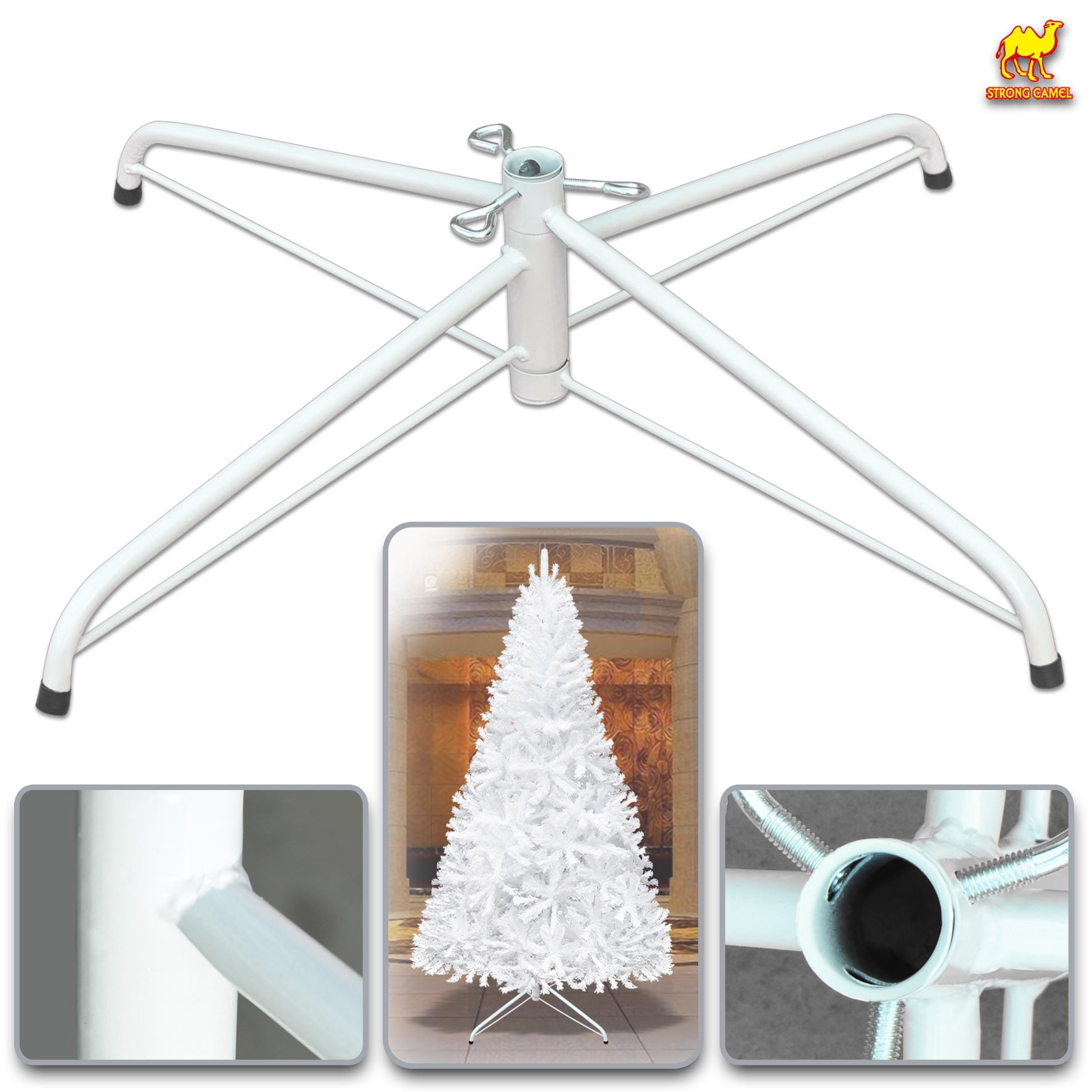 Sunny Steel Base Metal Stand for 5/6/7/7.5ft Christmas Tree Xmas Decor (White, for 7.5ft Tree)