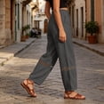 thumbnail image 6 of MLCDZ Women's Linen Splice Lace Pants Drawstring Lightweight Leisure Loose Elastic Waist Petite Summer Beachwear, 6 of 8
