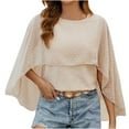 thumbnail image 2 of RXIRUCGD Chemisier en Chiffon à Manches Longues et Col Rond pour Femmes, Beige, Taille : 2TG, 2 of 8