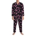 thumbnail image 3 of Salouo Breast Cancer Awareness Print Button-Front Long Sleeve Pajama Set for Men, Soft 2Pjs Men's Long Sleeve Sleepwear-Large, 3 of 7