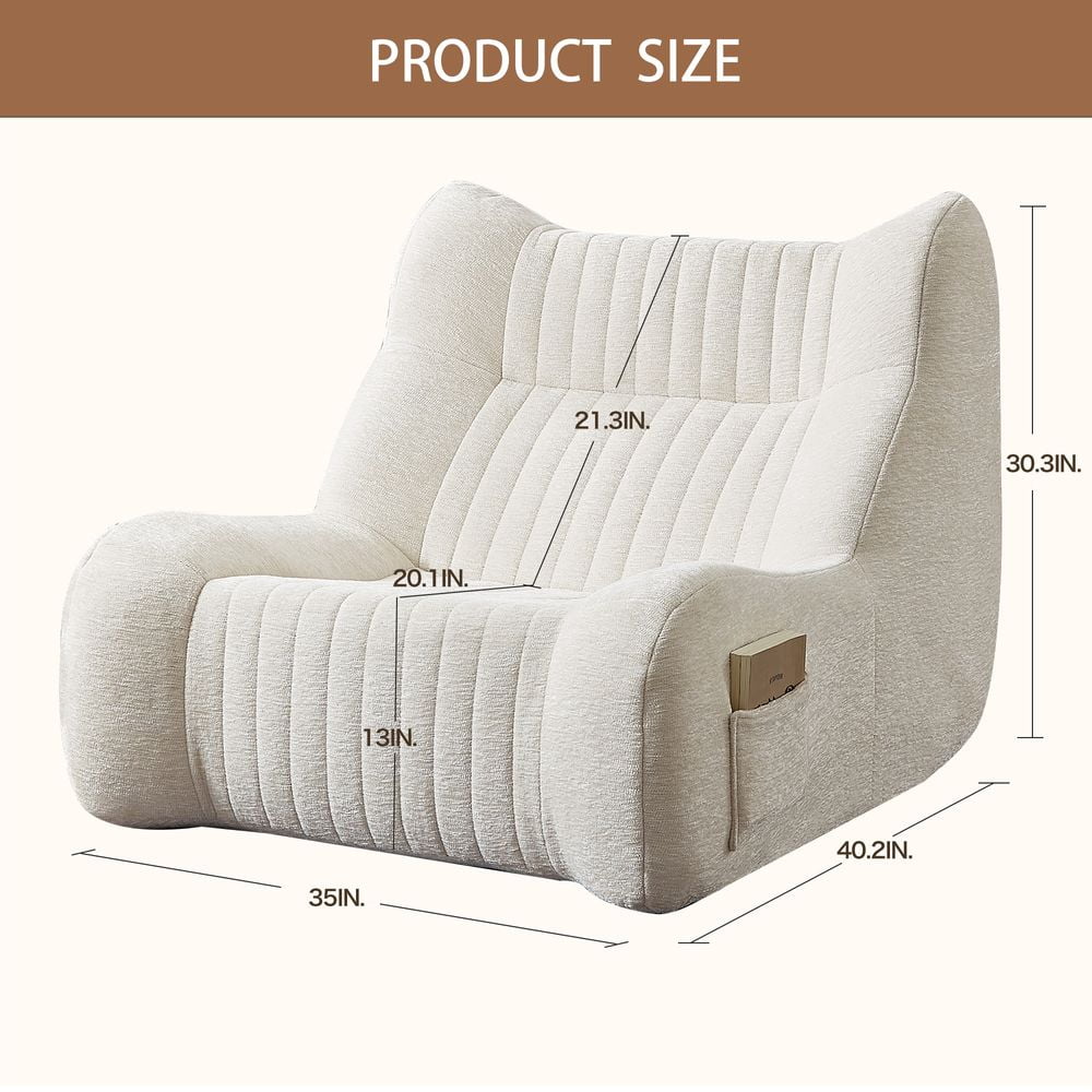 YINGYING Bean Bag Chair for Adults  - Oversized Comfy Beanbag with Armrests Lounge Lazy Floor Sofa Accent Chair for Living Room, Bedroom