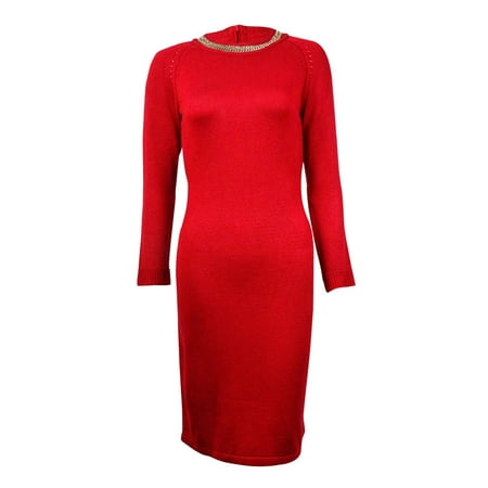 Calvin Klein Women's Chain Trim Neckline Sweater Dress
