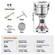 KFFKFF 550g Electric Grain Mill, 2000W Speedy Commercial Spice Grinder, Stainless Steel Powder Pulverizer for Dry Grains, Spices, Cereals, Coffee, Corn, Pepper