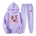 thumbnail image 2 of Feancey Lighten Sweatsuit for Women Trendy Love Heart Print Hoodies and Jogging Sweatpants Matching Set Valentines Day Cute 2 Piece Lounge Sets Purple XL, 2 of 6