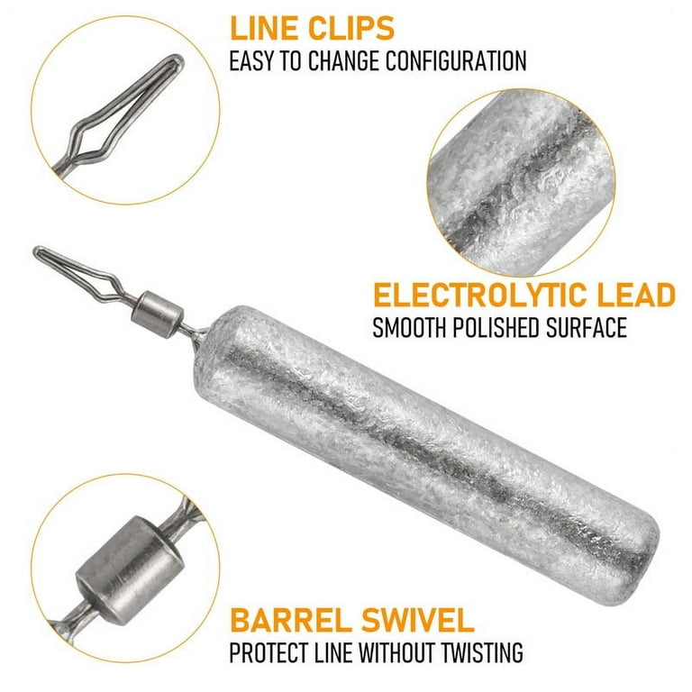 Water Weights 30-Piece Kit Drop Shot Pencil Sinkers (1/8oz-1