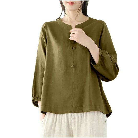 Fashion Shirts Tops for Womens Plus Size Fashionable Embroidered Round Neck Five Quarter Sleeved Short Sleeved Blouse