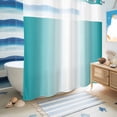 thumbnail image 5 of No Hook Shower Curtain, Teal Ombre Shower Curtains for Bathroom with See Through Top Window, Turquoise White Gradient Modern Abstract Art Waterproof & Washable Bath Curtain 66"x72", 5 of 9