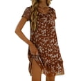 thumbnail image 2 of Women's Short Sleeve Dresses Plus Size Bohemian Floral Print Knee-Length Dress, 2 of 9