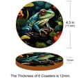 thumbnail image 3 of Frog 6Pcs Round Microfiber Leather Car Coasters, 11x11 cm/4.3x4.3 in, Cup Holder Mats for Car, Truck, SUV - Black, Durable and Absorbent Car Accessories, 3 of 6