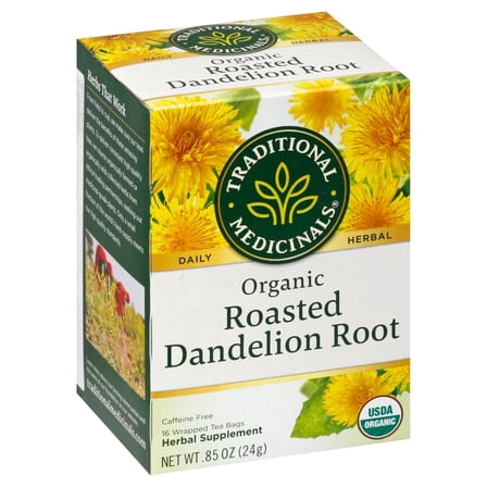 Traditional Medicinals Organic Roasted Dandelion Root Herbal Tea Bags - 16 ct