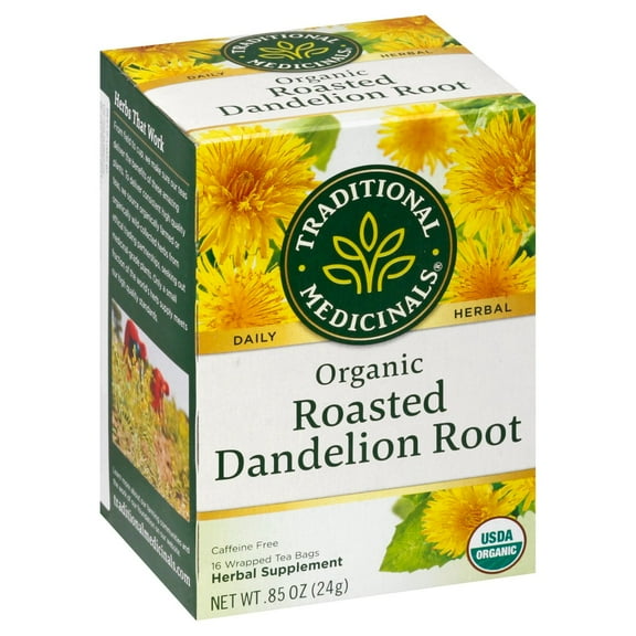Traditional Medicinals Organic Roasted Dandelion Root Herbal Tea Bags - 16 ct