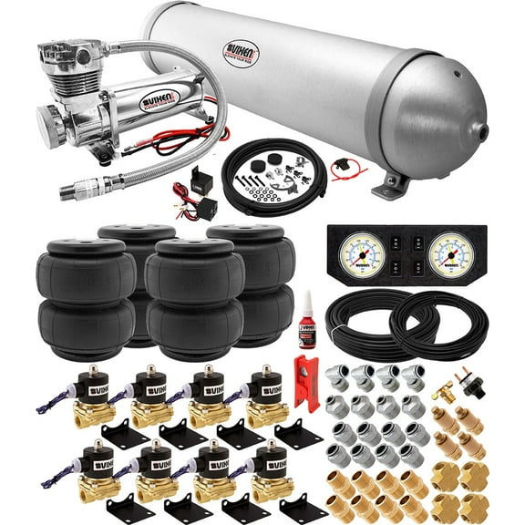 Vixen Air Suspension Kit for Truck/Car Bag/Air Ride/Spring. On Board System- 200psi Compressor, 5 Gallon Aluminum Tank. For Boat Lift,Towing,Lowering,Load Leveling Bags,Train Horn,RV VXX1208FW/4850C