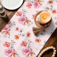 thumbnail image 3 of Spring Flowers Table Runner 60 Inches, Watercolor Pink Orange Floral Romantic Rustic Bed Runner Dresser Scarves Tabletop for Indoor Outdoor Parties/Ceremony/Banquet, 13" x 60", 3 of 9