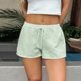 thumbnail image 2 of UDAUDU Women's Casual Shorts Drawstring Striped Loose Fit Summer Beach Shorts Lightweight Vacation Wide Leg Pants Light Green L, 2 of 4