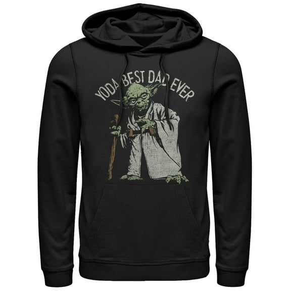 Men's Star Wars Yoda Best Dad Ever Pull Over Hoodie Black Medium