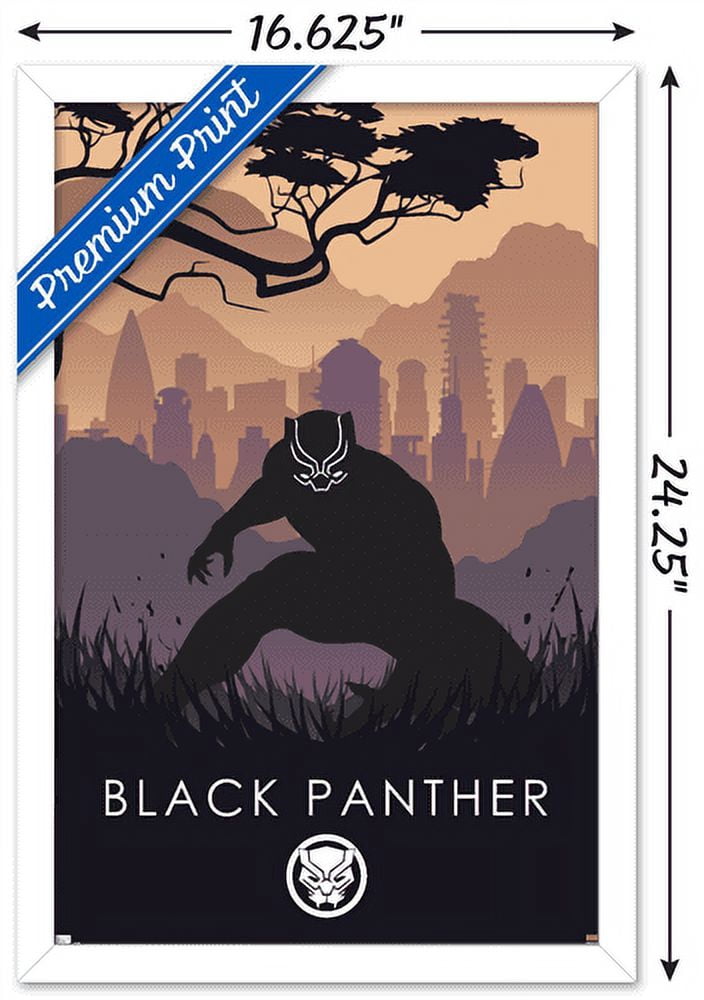 Marvel Heroic Silhouette - Black Panther Wall Poster, 14.725" x 22.375", Framed