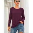 thumbnail image 2 of AXSAY Womens portability Casual Blouse Loose Long Sleeve Twist Knot T Shirts Round neck Knit Tops (L, Wine Red), 2 of 7