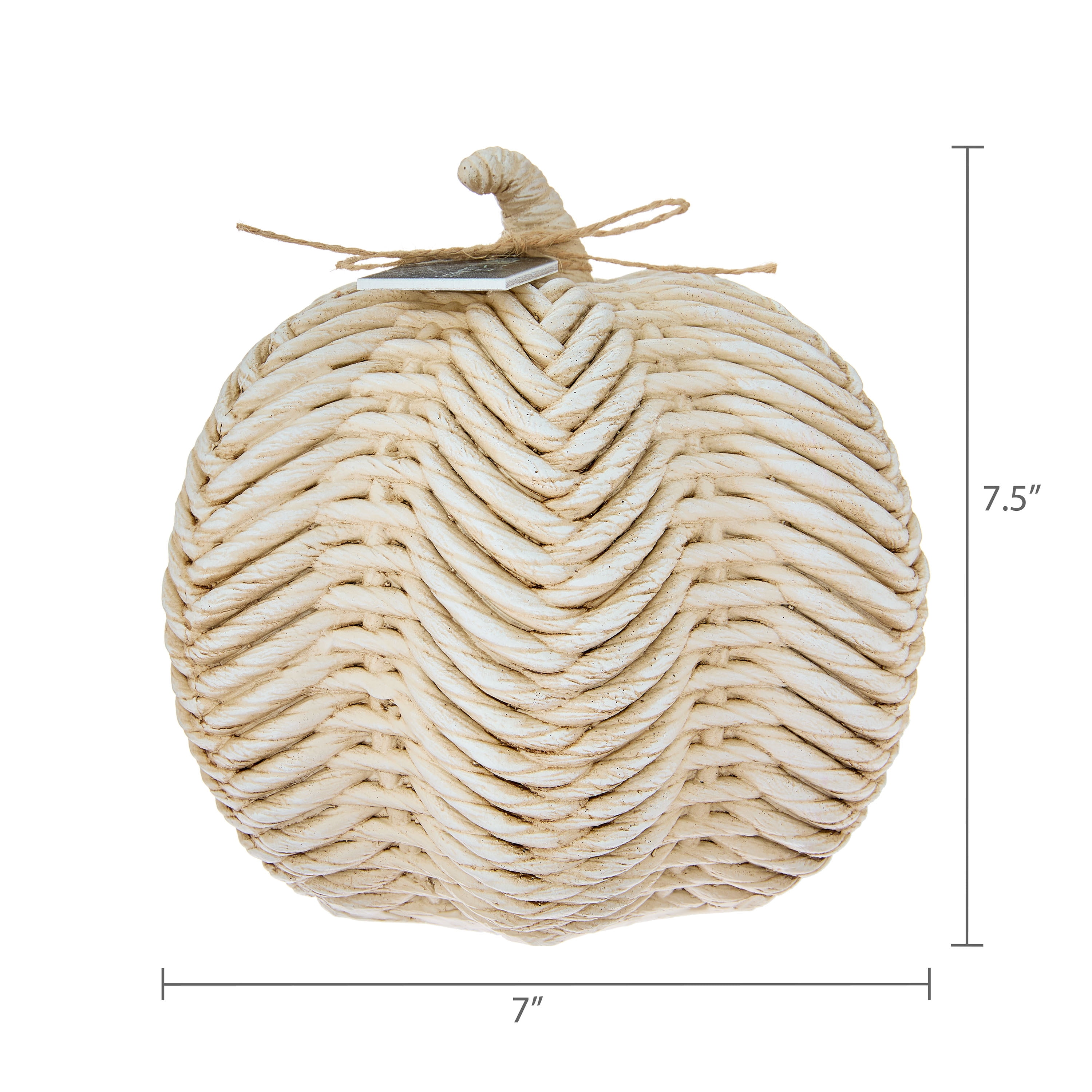 Woven-Texture Resin Pumpkin Tabletop Decor, White, 7.25", Halloween by Way To Celebrate