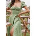 thumbnail image 3 of HAHDAXIA Women Puff Sleeve Split Maxi Dress Square Collar Ruffle Floral Boho Dresses Cottagecore Backless Sundress, 3 of 6