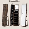 thumbnail image 3 of Gymax 360 degree Swivel Jewelry Cabinet w/Full Length Mirror Back Shelves Lights for Bedroom Rustic Brown, 3 of 10