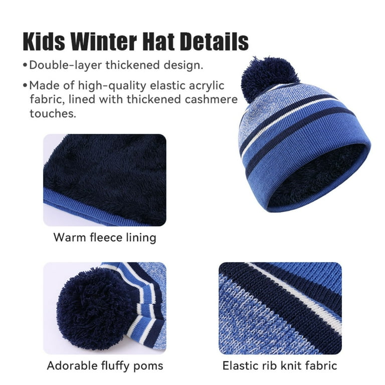 OZERO Kids Winter Knit Hat Gloves Set, Stretchable for OZERO Kids Winter Knit Hat Gloves Set, Stretchable for