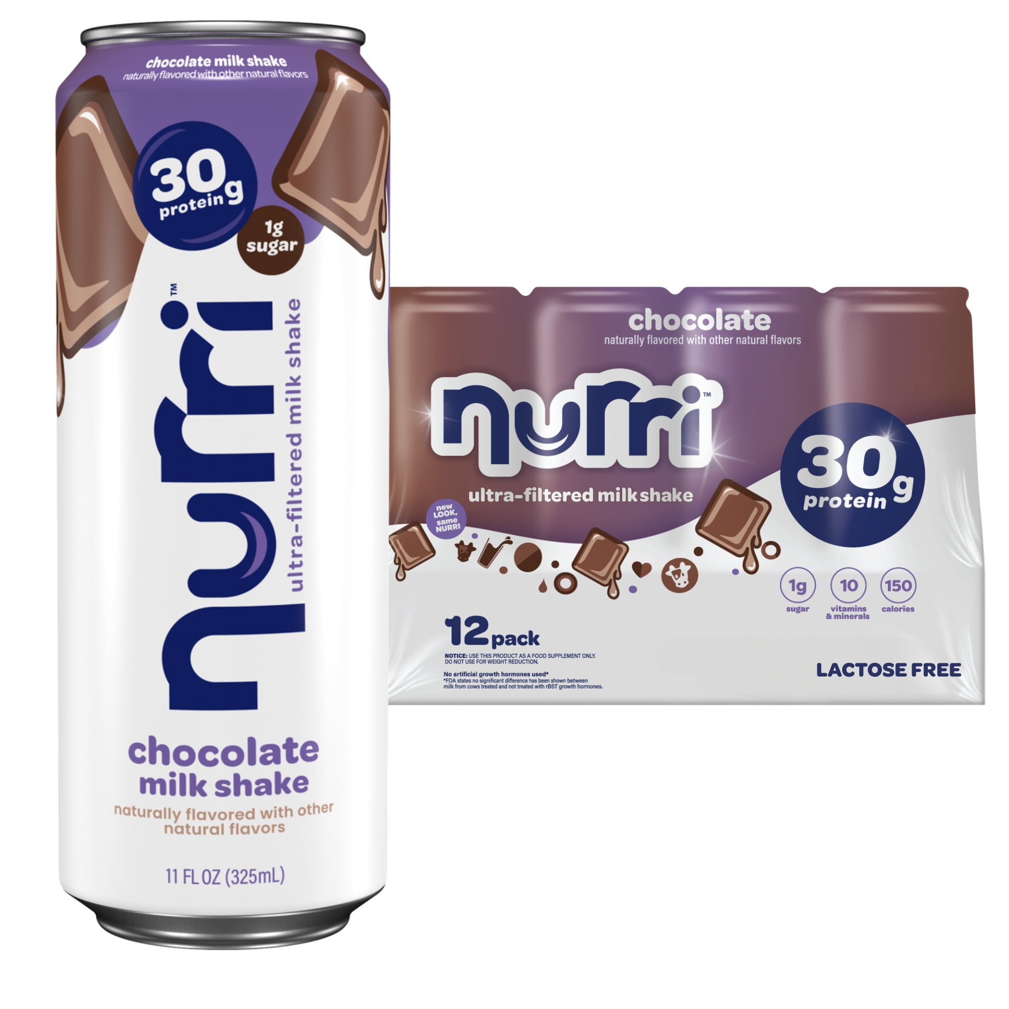 Nurri Ultra-Filtered Milkshake, 30g of Protein, Chocolate, 11 fl oz Can (Pack of 12)