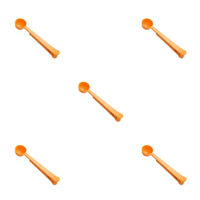 Inteprter Clip sellador de alimentos Cuchara de sellado de cocina Bolsa de plástico Abrazadera reutilizable Naranja naranja 5Conjunto