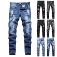 thumbnail image 4 of TIREOW Boys Skinny Ripped Denim Pants Elastic Slim Fit Fashionable Destroyed Jeans Zipper Button Down Denim Trousers, 4 of 6