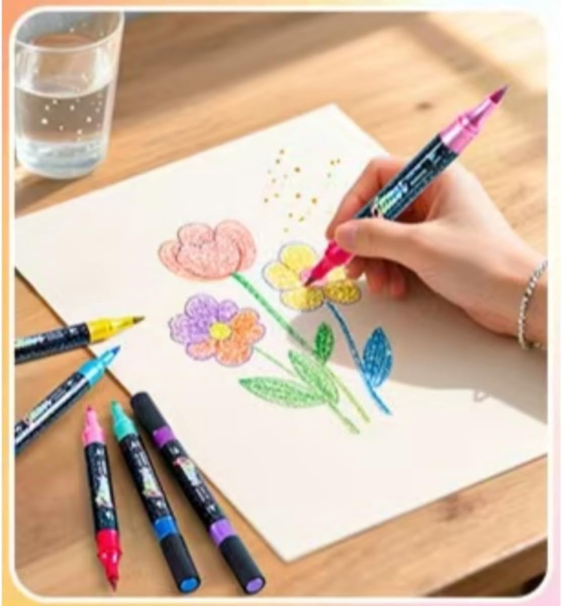 24/48/72/96 Colors Glitter Effect Brush Markers,Metallic Glitters Dual Tip Marker for Cards,2-In-1 Quick-Drying Large Capacity Pen (72)