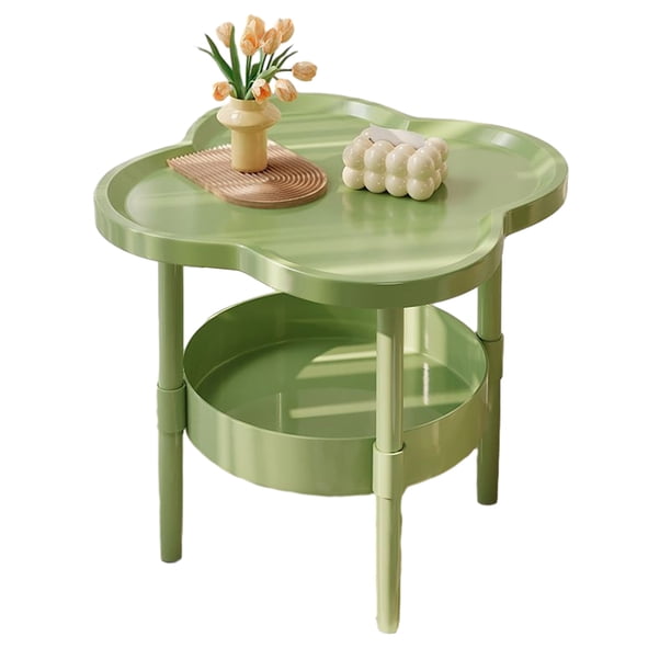 Mesa auxiliar de dos niveles con forma de flor y estante de almacenamiento abierto, mesitas de noche, sala de estar, dormitorio, oficina, sofá, mesita de noche, mesa de centro