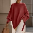 thumbnail image 5 of Vivianyo HD Women's Crew Neck Oversized Knit Tunic Sweater, Batwing Long Sleeve Loose Fit Pullover For Women, Fall Winter Longline Top for Brunch Meetings and City Walks, Size S-3XL, 5 of 7
