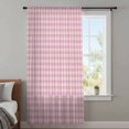 thumbnail image 4 of Pink Sheer Curtains 63 Inches Long, Grid Checkered Plaid Gingham Lattice Trellis Light Filering Curtains, Breathable Simi Curtain Privacy Drapes for Living Room Bedroom Lightweight Window Treatment, 4 of 9