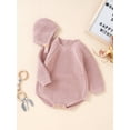 thumbnail image 3 of Gureui 2Pcs Toddler Infant Baby Girl Fall Winter Knit Romper Set, Casual Solid Color Long Sleeve Round Neck Romper with Hat, 3 of 9