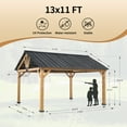 thumbnail image 3 of INTER HUT 13x11 Outdoor Hardtop Wood Gazebo Cedar Framed Permanent Pavilion, 3 of 7