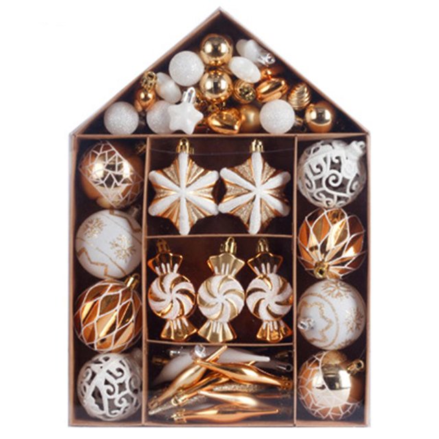 Juego de adornos de bolas de Navidad, decoración navideña para árbol, paquete de regalo de bolas de Navidad pintadas, 73 Uds.