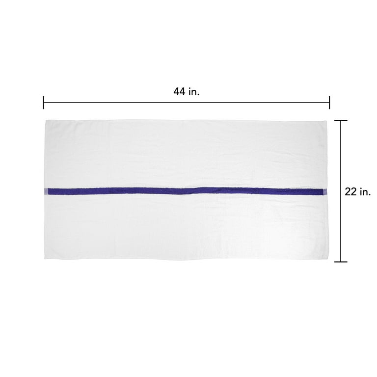 Arkwright Power Gym Bath Towels (6 Pack), 22x44 in., White with Blue Stripe, Soft Cotton, Size: 22 x 44