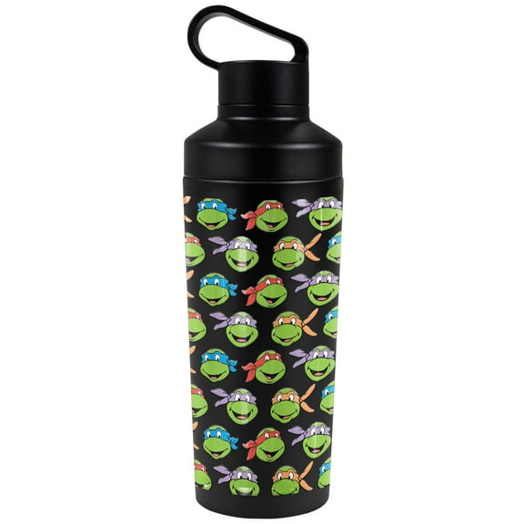 Teenage Mutant Ninja Turtles TMNT Official Turtle Heads 18 oz Insulated Water Bottle, Leak Resistant, Vacuum Insulated Stainless Steel with 2-in-1 Loop Cap