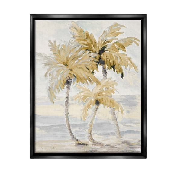 Stupell Industries Neutral Beige Palm Trees Landscape Painting Black Floater Framed Canvas Art Print Wall Art, 25 x 31