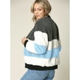 thumbnail image 4 of MBJ WJC2154 Women's Long Sleeve Zipper up Parka Sherpa Faux Mink fur Shaggy Soft Fuzzy Fleece Jacket S LIGHT_BLUE, 4 of 6