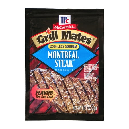(3 Pack) McCormick Grill Mates Montreal Steak 25% Less Sodium Marinade, 0.71